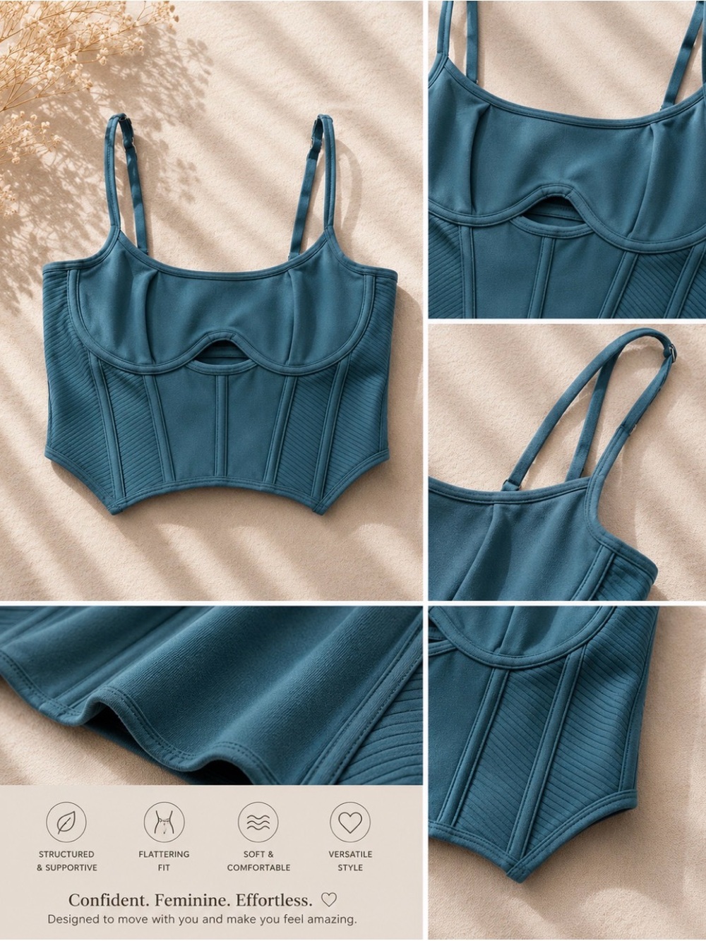 Gilly Hicks Teal Structured Corset Crop Camisole